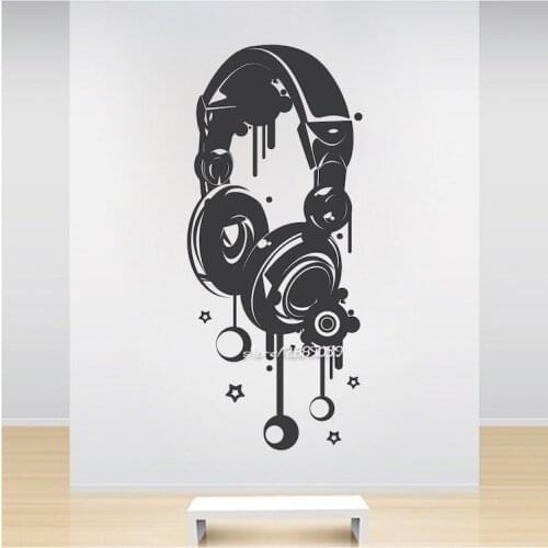 Music DJ Headphones Wall Stickers Boys Room Wall Decor Vinyl Decals Fashion Design Home Decoration Wallpaper Poster SA733