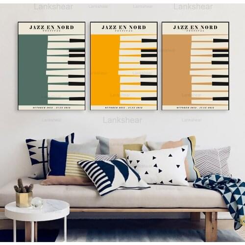 Wall Art Home Decoration Jazz Festival Canvas Painting Music Modular Hd Posters and Prints Piano Keys Picture Modern Living Room