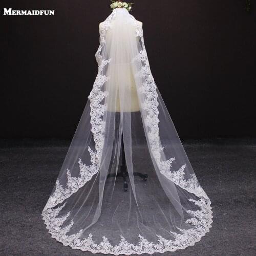 New Arrival 2 Meters One Layer Lace Edge Wedding Veil With Comb 2 M Bridal Veil