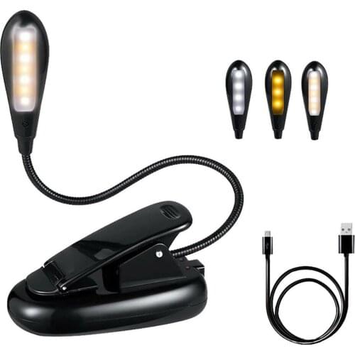 New 7LEDs Rechargeable Eye-Care Warm Book Light Clip On Lamp For Music Indicator Playing Piano Lights Stand Night Reading Power