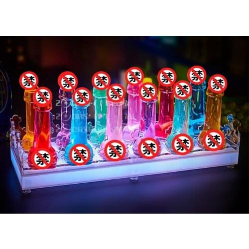 New Rechargeable Luminous LED light up Glass Tray Bullet Cup Holder with penis cocktail glass cup bar Disco Party Decorations