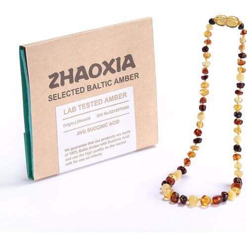 Baltic Amber Teething Necklace/Bracelet(Multicolor) - Handmade in Lithuania - Lab-Tested Authentic - 3 Sizes