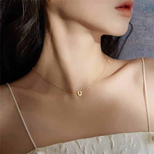 OBEAR Dainty Silver Plated Small Pattern U Necklace With Micro Pave Cubic Zirconia Chain Necklace Collares Choker