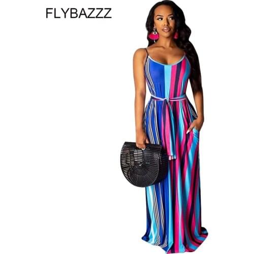 Plus Size Off Shoulder Striped Rainbow Print Full Dress Women Ruffle Hater Casual Beach Dress Hollow Out Backless Sexy Dresses
