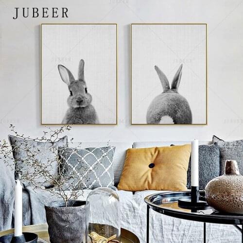 Nordic Style Cute Animal Decoration Picture Rabbit Canvas painting Children Room Poster and Print Nursery Wall Art