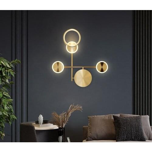 Modern LED Wall Lamp Creative Nordic Bedroom Sconce Living Room Background Household Aisle Lighting Bedside Ring Round Lights