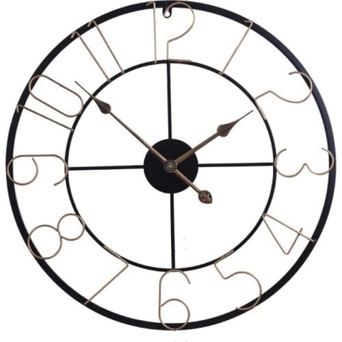 Modern Minimalist Living Room Decoration Wall Clocks Wrought Iron Digital Noiseless Hanging Clock 24-Inch Round Art Clock