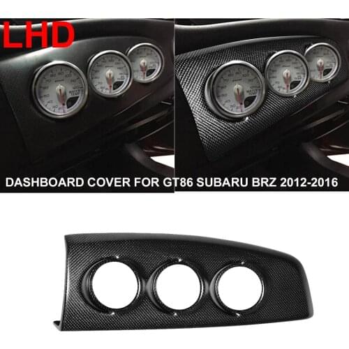 LHD Car Styling Real Carbon Fiber Console Central Dashboard Cover Trim Panel Sticker 3 Hole For Toyota GT86 Subaru BRZ 2012-2016
