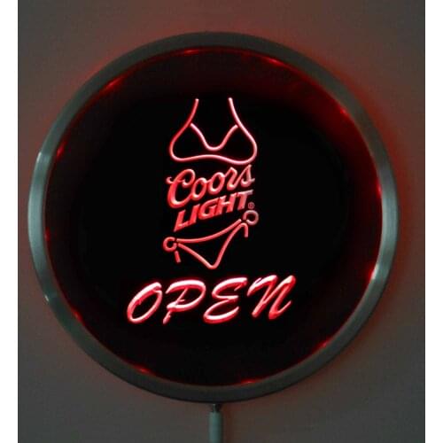 Rs-0050 Coors Light OPEN LED Neon Round Signs 25cm/ 10 Inch - Bar Sign with RGB Multi-Color Remote Wireless Control Function