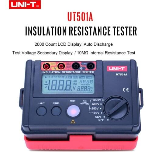 UNI-T Insulation Resistance Tester Meter UT501A Megger Earth Ground Resistance Voltage Tester Megohmmeter Voltmeter