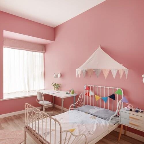 [Waterproof and antifouling] Light pink hot pink rose pink wallpaper modern simple non-woven princess room wallpaper plain wild