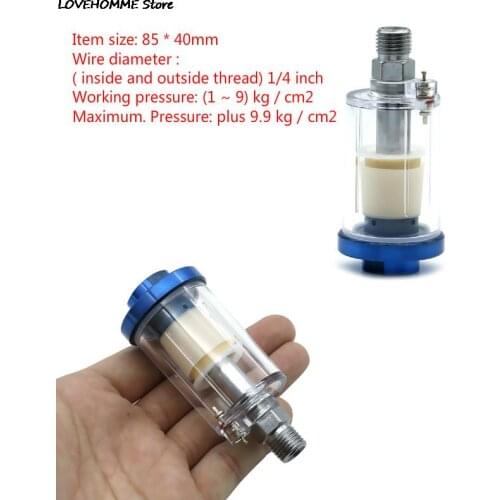 1/4'' Water Oil Separator Inline Air Hose Filter Moisture Trap For Compressor Spray Paint Gun
