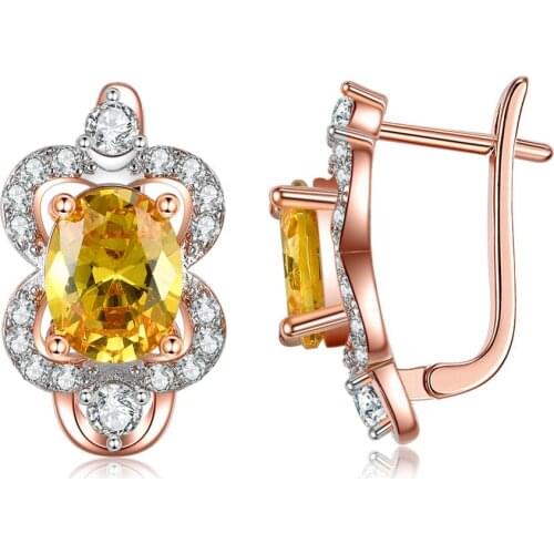 ZEMIOR Cute Flower Earrings For Women Fashion Dazzling 5A Cubic Zirconia Rose Gold Color Stud Earring Female Jewelry New Arrival