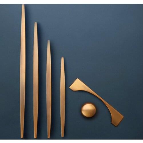 Yellow Bronze Furniture Handle Cabinet Door Handle Wardrobe Drawer Knob Nordic Modern Coffee Brown Home Decoration