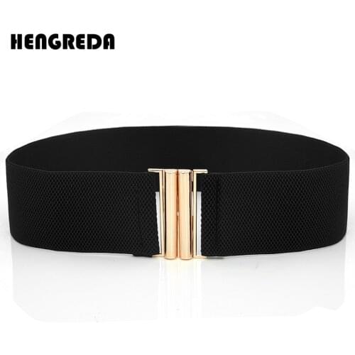 Women Wide Elastic Waist Belt Hengreda Dress Belt Accessories Stretch Elastic Wide Corset Waist 2019 Metal Buckle