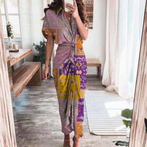 Women Dress Plus Size Leopard Print Belt Summer Short Sleeve Lapel Buttons Dress Party Beach Dresses платье летнее женское2021