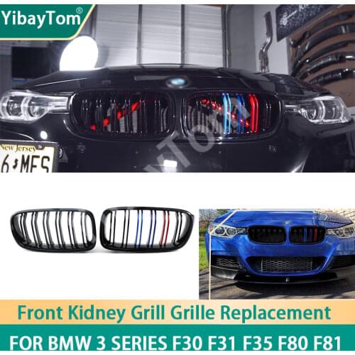 1 pair Glossy Black M Style Front Kidney Grill Grille For BMW 3 Series F30 F31 F35 Replacement Acessories