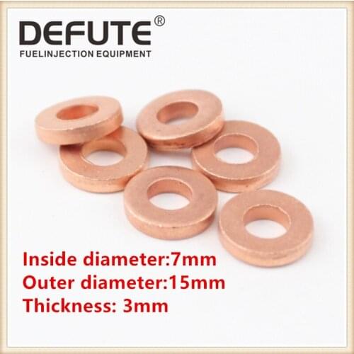 Thickness 3mm 15-7-3 Common rail injector assembly outside mat pure copper gasket, 100pcs, Copper Washer Gasket Sealing Ring