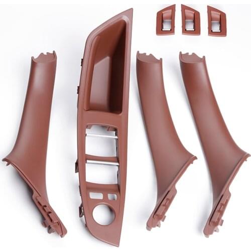 7Pc/Set Left Right Hand Drive LHD For BMW 5 Series F10 F11 F18 Beige Black Interior Door Handle Inner Door Panel Pull Trim Cover