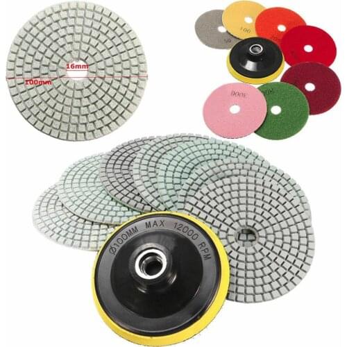 8pcs/set 4-inch Wet/Dry Sponge Diamond Polishing Pad For Granite Stone Concrete Marble