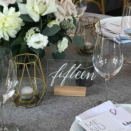 Acrylic Table Numbers with Wood Stand Personalized Wedding Table Numbers Clear Table Numbers Modern Wedding Table Decor