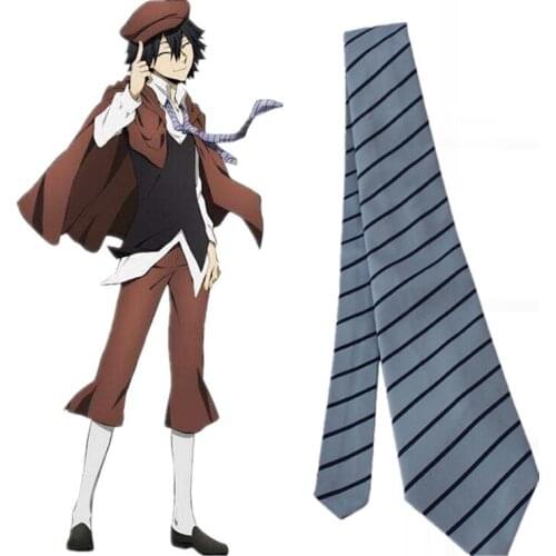 Bungo Stray Dogs Detective Ranpo Edogawa Cosplay Costumes Mens Womens Blue Stripes Tie Prop Halloween Collection Anime Gift