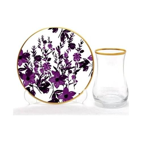 Drop Tea Set 12 pieces Purple Flowers