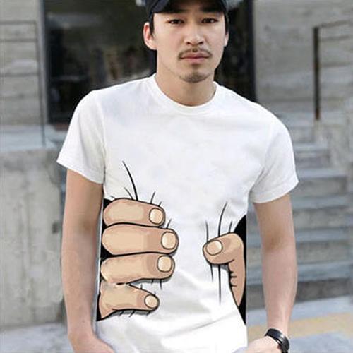 3D Big Hand Bone Print Short Sleeve T-shirt Tee Summer Fashion Top Personal comfortable mens street fashion clothing