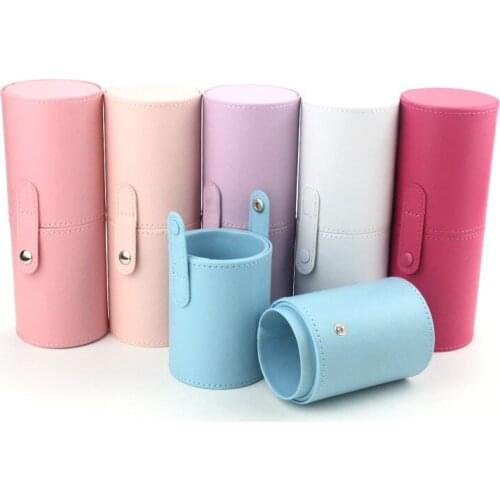 PU Leather Makeup Storage Holder Cosmetic Cup Case Box for Makeup Brush Pen PU Leather Travel Makeup Brushes Holder Storage