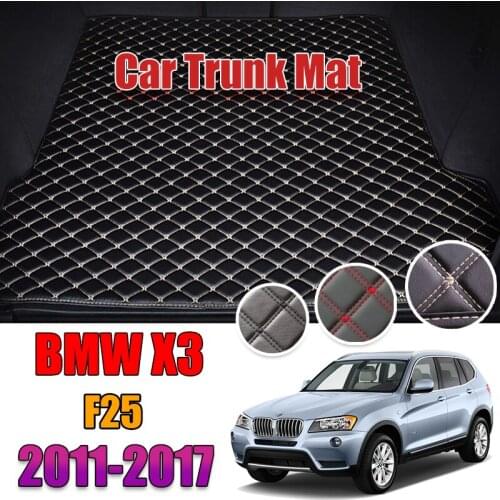 Leather Car Trunk Mat X3 Liner Pad BMW 20i 28i 35i Cargo Pad Carpet For BMW X3 F25 2011-2017 Trunk Boot Mat Tail Cargo Liners
