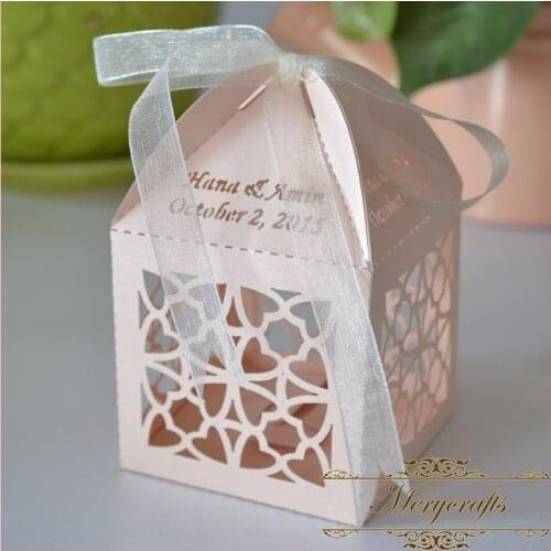 Beautiful heart flower design for wedding decoration laser cut wedding boxes for guests