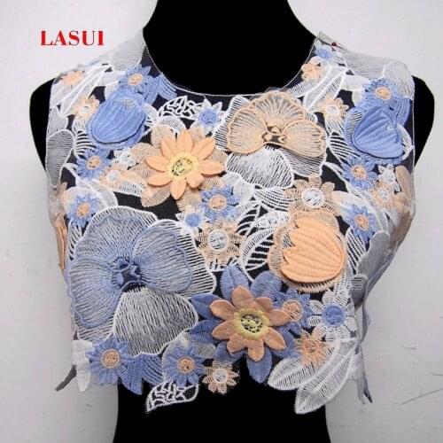 LASUI 42 cm* 34 cm=1 pcs Beautiful Multicolor 3D water-soluble lace embroidery Lace collar For Sewing Supplies Crafts 0152