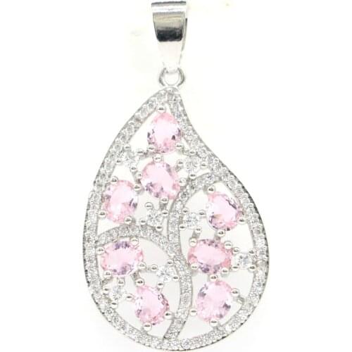 28x14mm Classic Cross London Blue Topaz White Zircon Ladies Silver Pendant