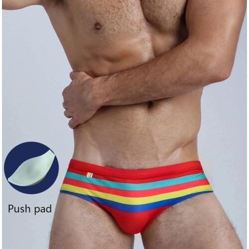 Swimsuit Men Sexy Swimming Shorts With Sponge Push Pad Swimming Hot Spring Vacation Quick-Drying Shorts 2021 Summer Beach Bikini