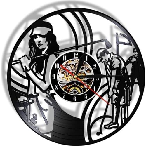 Golfer Wall Clock Sports Golf Club Vinyl Record Wall Clock Golf Gifts For Him Golf Fan Golf Player Silhouette Decorative Clock