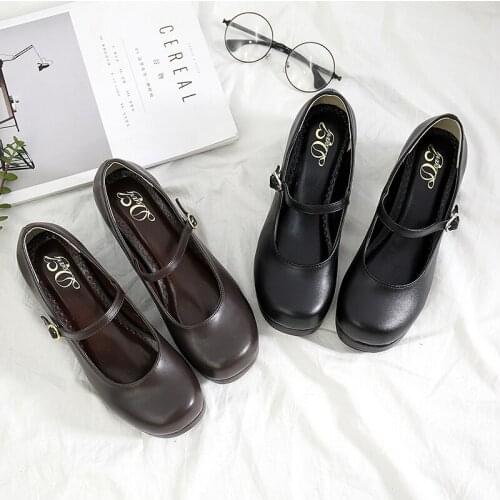 Lolita Pu Leather Shoes Student New Style Japanese-style Lolita Mary Jane Lolita Shoes Korean-style Harajuku Retro Straight-line