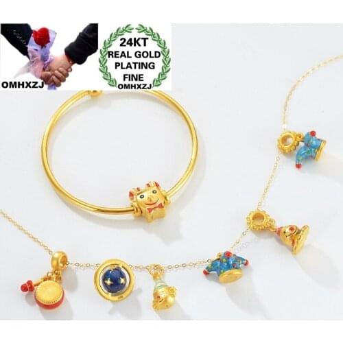 OMHXZJ Wholesale CA450 European Fashion Hot Fine Woman Party Birthday Wedding Gift Clown Magic Hat Drum 24KT Gold Pendant Charm