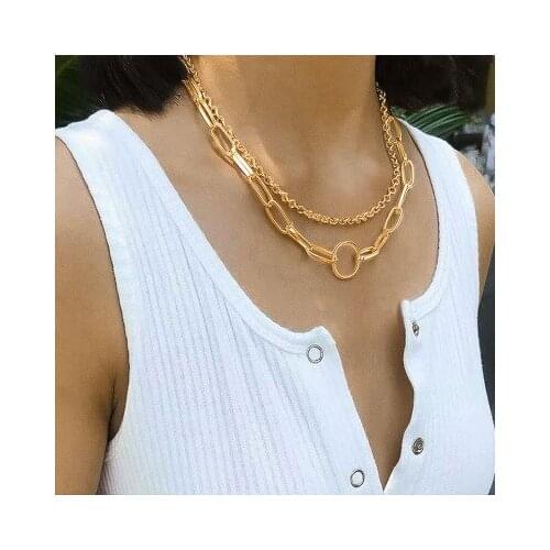 Luxurious Gold Layered Link Chain Necklace For Women Trendy Clavicle Choker Necklace Wedding Party Engagement Fashion Jewelry