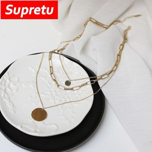 Punk Big Link Chain Multi Layer Necklaces Women Titanium Steel Plating 14K Steampunk Layered Necklace Design Statement Jewelry