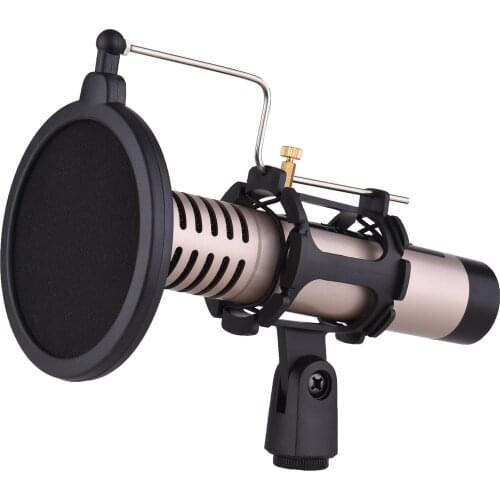 Plastic Microphone Shock Mount Anti-vibration Mic Holder Stand & Pop Filter Universal Screw Adapter for Thin Condenser Mic