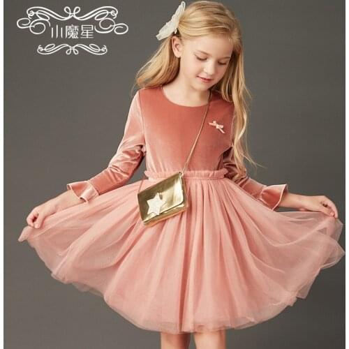 Princess Dress Girls Dress Spring And Autumn Little Girl Puffy Yarn Birthday Formal Dress Kids' Skirt Red New Year