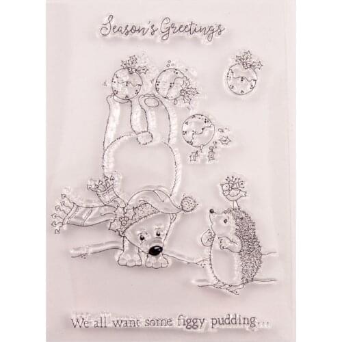 Polar Bear Hedgehog Transparent Clear Silicone Stamps for DIY Scrapbooking Card Making Kids Crafts Fun Decoration Supplies