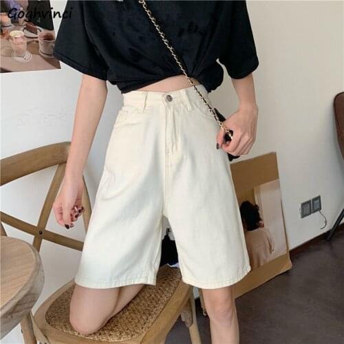 Shorts Women Zipper Fly Straight Leisure Chic Denim Trousers Ladies Simple Plain Elegant Gentle All-match Stylish Harajuku Cool