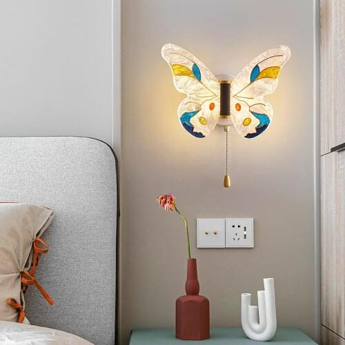 Nordic Led Coloured Butterfly Wall Light Modern Acrylic Animal Wall Sconce Lamps for Bedroom Loft Porch Stairs Corridor Kitchen