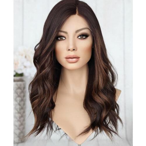 Dark Brown Free Part Long Body Wave Lace Frontal Wig Human Remy Hair Lace Wigs Glueless Preplucked For Women Daily Use