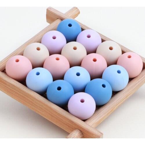 TYRY.HU Natural 12mm Silicone Beads 50Pcs Round Beads For Baby Teething Necklace Making BPA Free Chewable Baby Teethers Charms