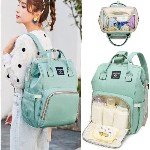 Mummy Bag Waterproof Diaper Baby Bags with Bed Nylon Maternity Nappy Moms Baby Care Backpack Baby Nursing Changing Bag Bb50