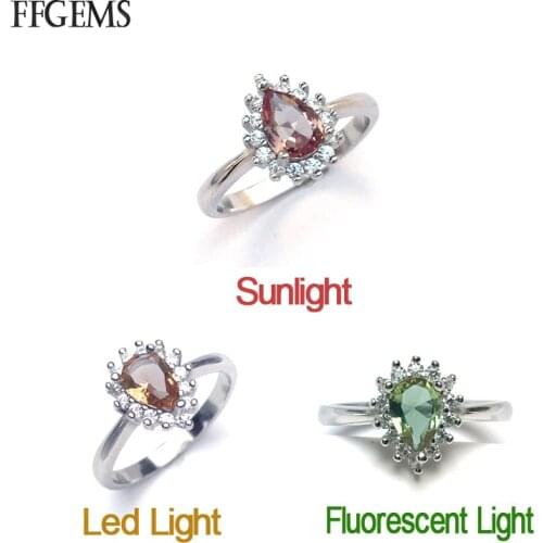 FFGems Elegante Zultanite Rings Real 925 Silver Sterling Stone Color Change Rose Gold Plated Fine Jewelry For Women Party Gift