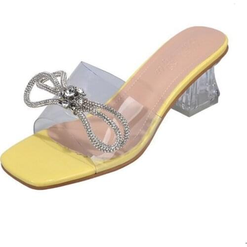Womens Transparent Thick-heeled Slippers 2021 New Summer Fashion Outer Wear High-heeled Sandals