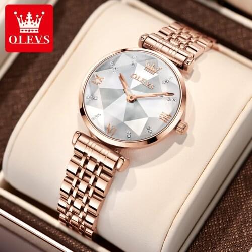 OLEVS Fashion Women Watches Ladies Brand Luxury Stainless Steel Diamond Sport Quartz Watch Women Waterproof Watch Montre Femme